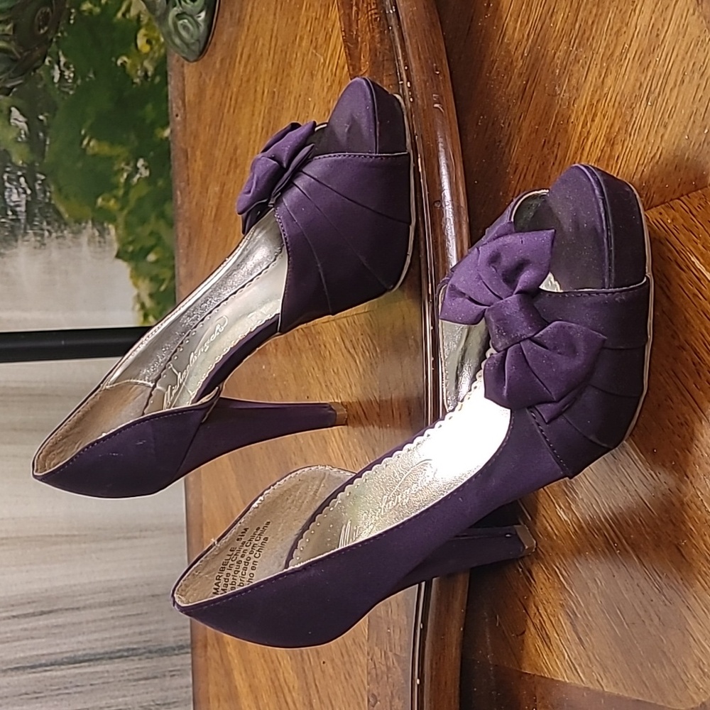 Michaelangelo Maribelle Womens 5.5 deep purple peep toe high heel dress shoes